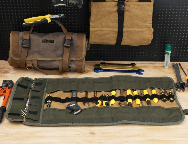 Denifiter Wrench Tool Roll, Heavy Duty Waxed Canvas Multi-purpose Tool Pouch Bag With 25 Pockets, Easy Storage, Durable (Khaki) - Image 5